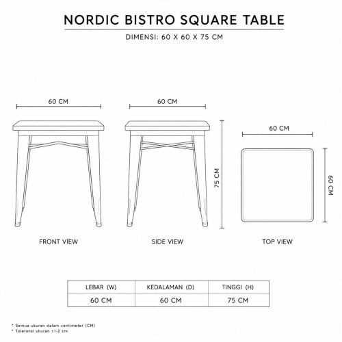 Nordic Bistro Square Table Outline